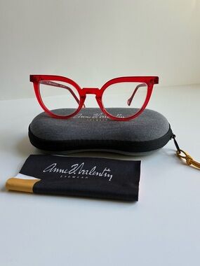Anne et Valentin Red Bel Air Cat-Eye Glasses — Bold Translucent Frame